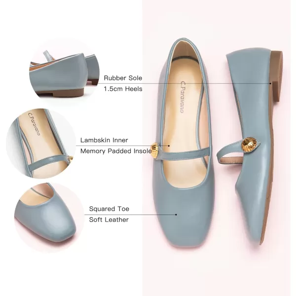 C.Paravano Mary Jane Flats for Women | Women's Ballet Flats | Mary Jane Shoes Women | Leather Square Toe Flats
