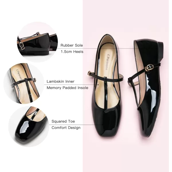 C.Paravano Mary Jane Flats for Women | Women's Ballet Flats | Mary Jane Shoes Women | Leather Square Toe Flats