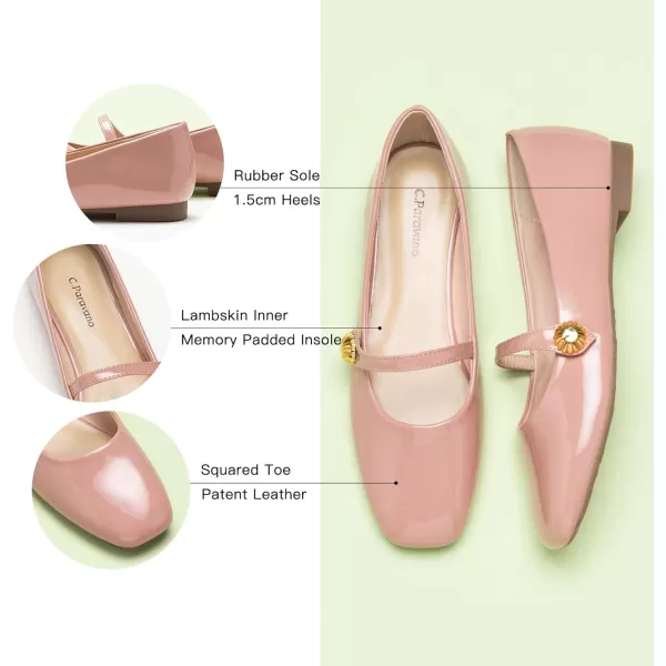 C.Paravano Mary Jane Flats for Women | Women's Ballet Flats | Mary Jane Shoes Women | Leather Square Toe Flats