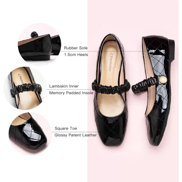 C.Paravano Mary Jane Flats for Women | Women's Ballet Flats | Mary Jane Shoes Women | Leather Square Toe Flats