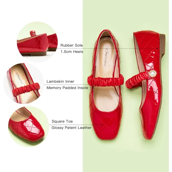 C.Paravano Mary Jane Flats for Women | Women's Ballet Flats | Mary Jane Shoes Women | Leather Square Toe Flats
