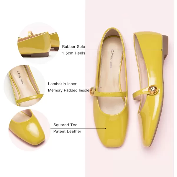 C.Paravano Mary Jane Flats for Women | Women's Ballet Flats | Mary Jane Shoes Women | Leather Square Toe Flats