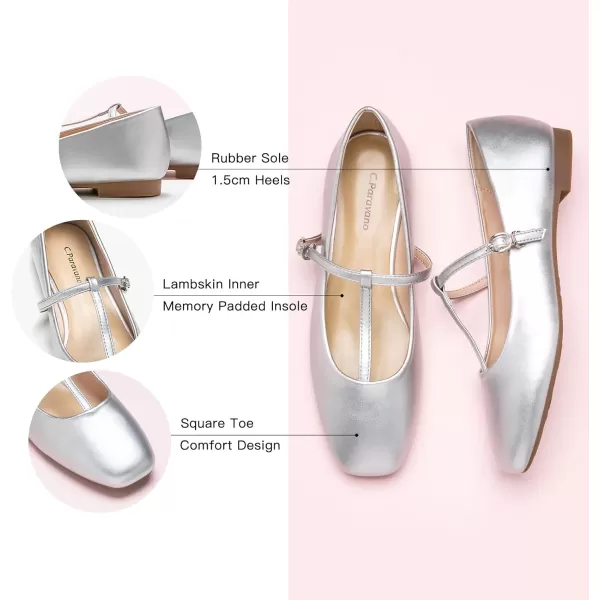 C.Paravano Mary Jane Flats for Women | Women's Ballet Flats | Mary Jane Shoes Women | Leather Square Toe Flats