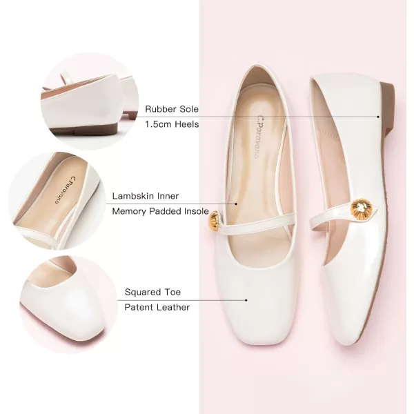 C.Paravano Mary Jane Flats for Women | Women's Ballet Flats | Mary Jane Shoes Women | Leather Square Toe Flats