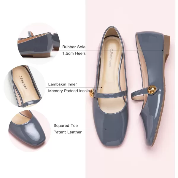 C.Paravano Mary Jane Flats for Women | Women's Ballet Flats | Mary Jane Shoes Women | Leather Square Toe Flats