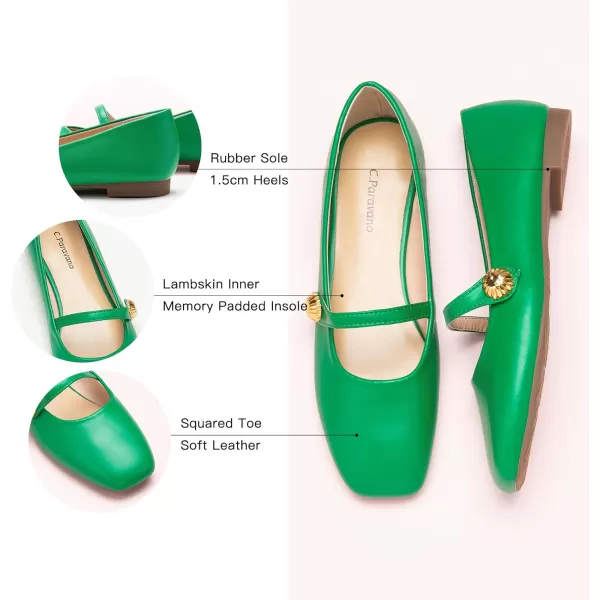 C.Paravano Mary Jane Flats for Women | Women's Ballet Flats | Mary Jane Shoes Women | Leather Square Toe Flats