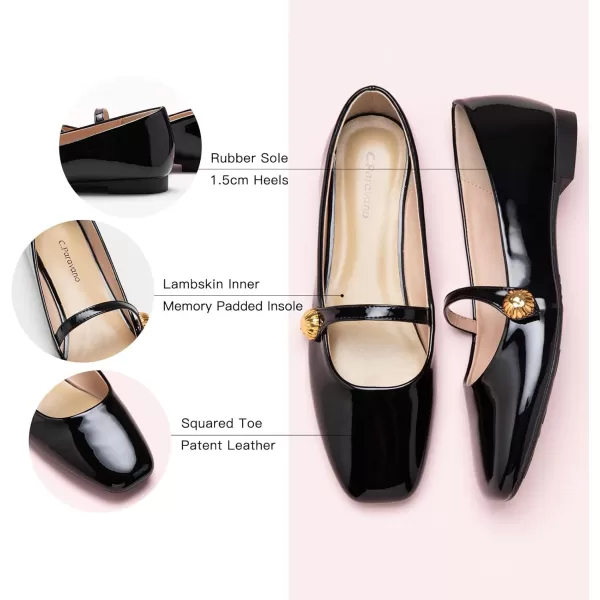 C.Paravano Mary Jane Flats for Women | Women's Ballet Flats | Mary Jane Shoes Women | Leather Square Toe Flats