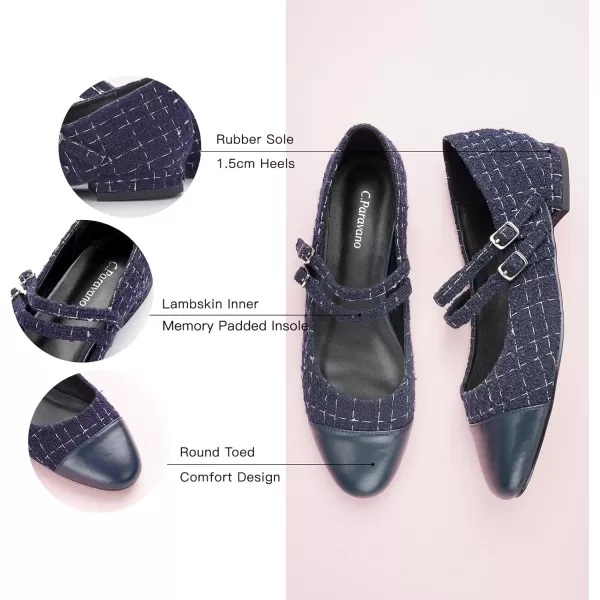 C.Paravano Mary Jane Shoes for Women | Women's Flats | Round Toe Mary Jane Flats | Dress Flats Shoes | Women Slip On Ballet Flats