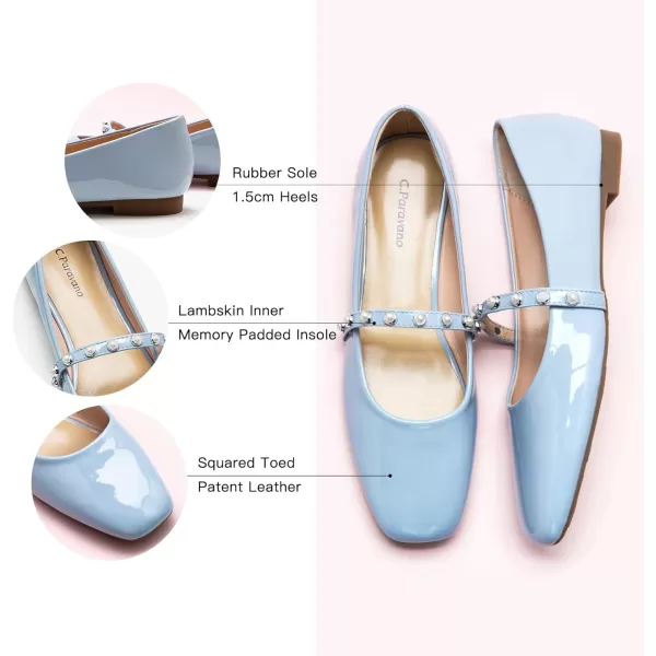 C.Paravano Mary Jane Shoes for Women | Women's Flats | Women Square Toe Flats | Leather Mary Jane