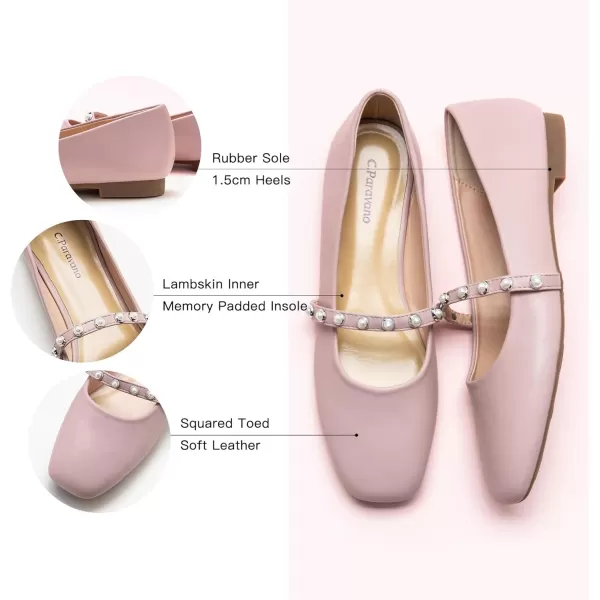 C.Paravano Mary Jane Shoes for Women | Women's Flats | Women Square Toe Flats | Leather Mary Jane