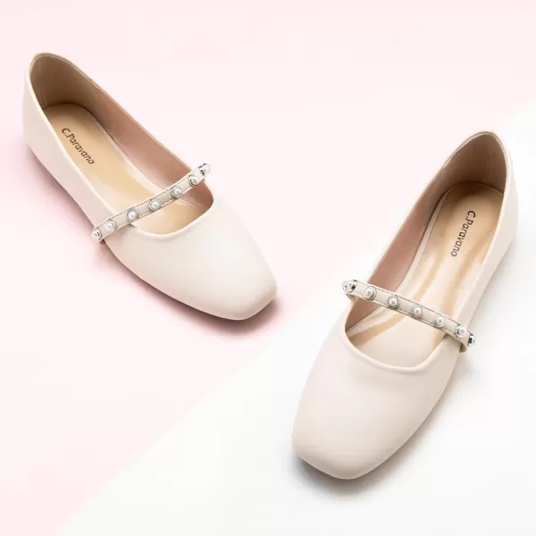 C.Paravano Mary Jane Shoes for Women | Women's Flats | Women Square Toe Flats | Leather Mary Jane