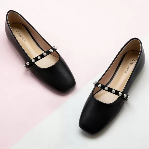 C.Paravano Mary Jane Shoes for Women | Women's Flats | Women Square Toe Flats | Leather Mary Jane