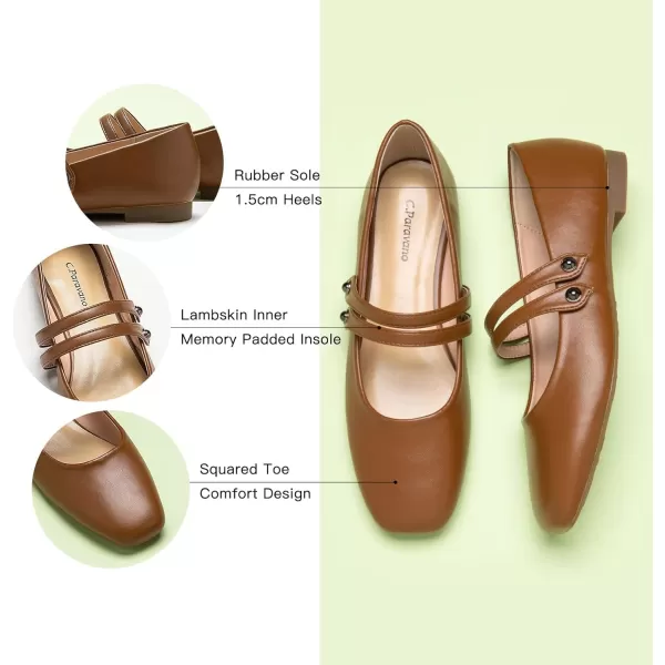 C.Paravano Mary Jane Shoes for Women | Women's Flats | Women Square Toe Flats | Leather Mary Jane