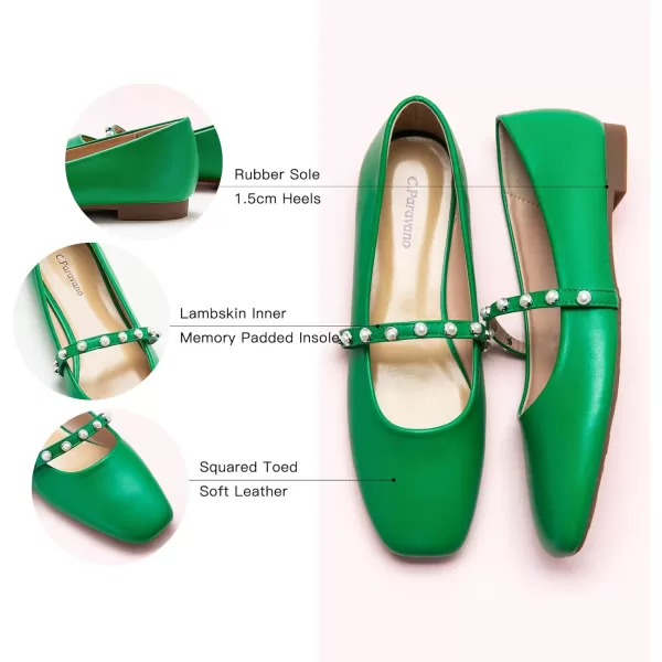 C.Paravano Mary Jane Shoes for Women | Women's Flats | Women Square Toe Flats | Leather Mary Jane