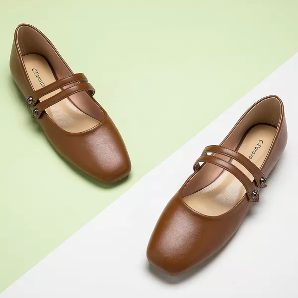C.Paravano Mary Jane Shoes for Women | Women's Flats | Women Square Toe Flats | Leather Mary Jane