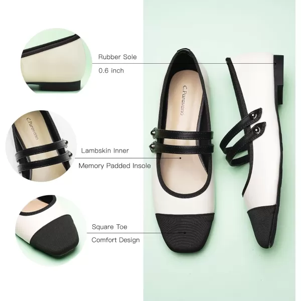 C.Paravano Mary Jane Shoes for Women | Women's Flats | Women Square Toe Flats | Leather Mary Jane