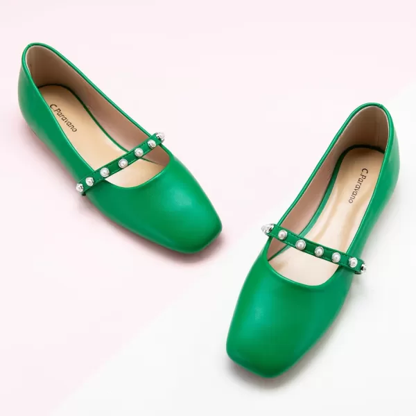 C.Paravano Mary Jane Shoes for Women | Women's Flats | Women Square Toe Flats | Leather Mary Jane