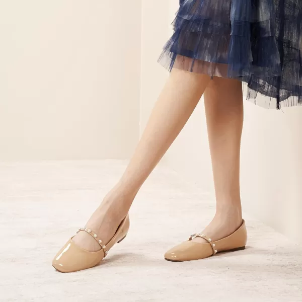 C.Paravano Mary Jane Shoes for Women | Women's Flats | Women Square Toe Flats | Leather Mary Jane