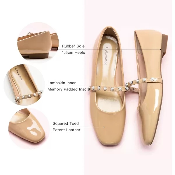 C.Paravano Mary Jane Shoes for Women | Women's Flats | Women Square Toe Flats | Leather Mary Jane