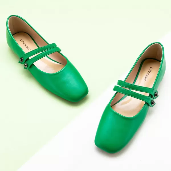 C.Paravano Mary Jane Shoes for Women | Women's Flats | Women Square Toe Flats | Leather Mary Jane