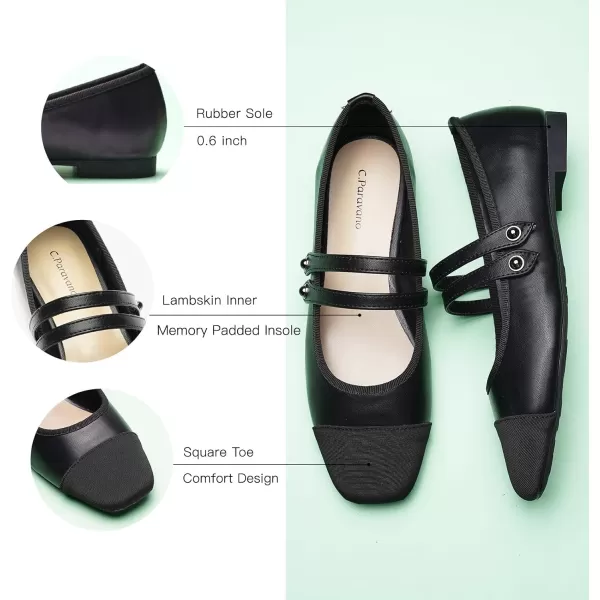 C.Paravano Mary Jane Shoes for Women | Women's Flats | Women Square Toe Flats | Leather Mary Jane
