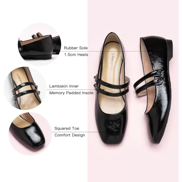 C.Paravano Mary Jane Shoes for Women | Women's Flats | Women Square Toe Flats | Leather Mary Jane
