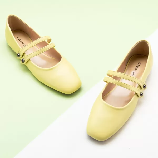 C.Paravano Mary Jane Shoes for Women | Women's Flats | Women Square Toe Flats | Leather Mary Jane