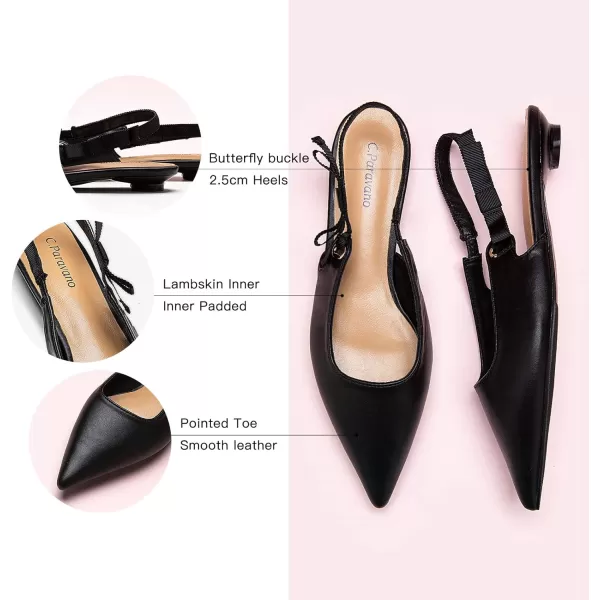 C.Paravano Slingback Flats for Women Pointed Toe Flats Sandal Women's Slingback Flats for Dressy Wedding Office Causal