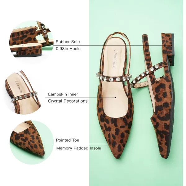 C.Paravano Slingback Flats for Women Pointed Toe Flats Sandal Women's Slingback Flats for Dressy Wedding Office Causal