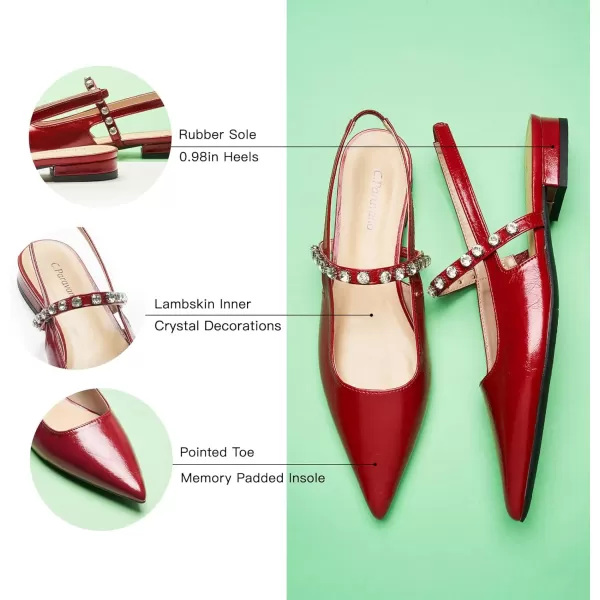 C.Paravano Slingback Flats for Women Pointed Toe Flats Sandal Women's Slingback Flats for Dressy Wedding Office Causal