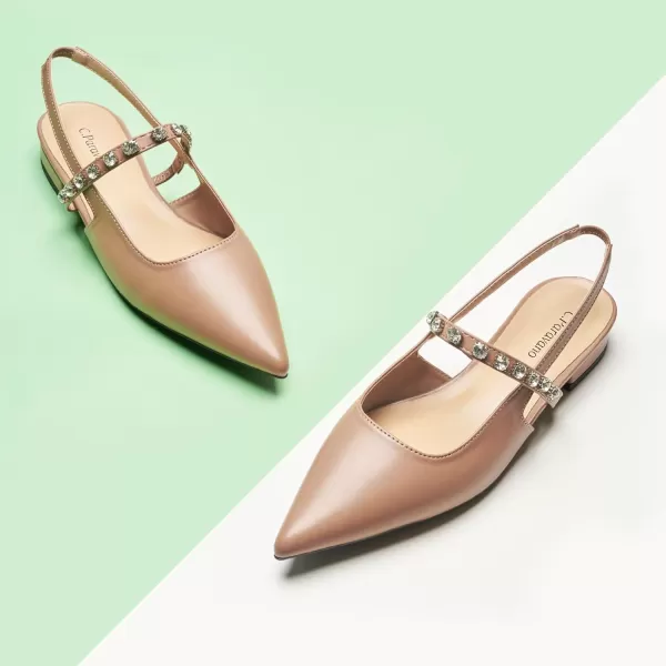 C.Paravano Slingback Flats for Women Pointed Toe Flats Sandal Women's Slingback Flats for Dressy Wedding Office Causal