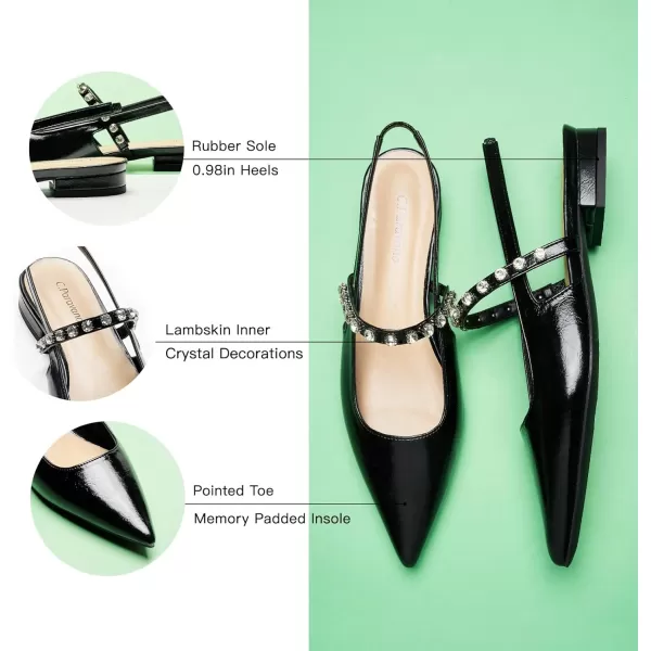 C.Paravano Slingback Flats for Women Pointed Toe Flats Sandal Women's Slingback Flats for Dressy Wedding Office Causal