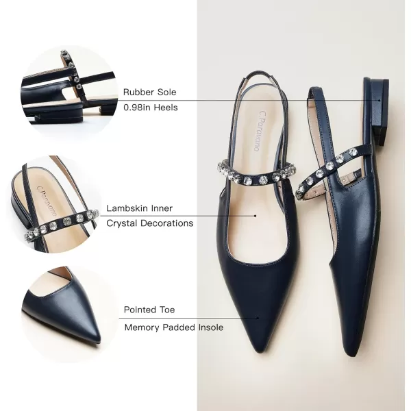 C.Paravano Slingback Flats for Women Pointed Toe Flats Sandal Women's Slingback Flats for Dressy Wedding Office Causal
