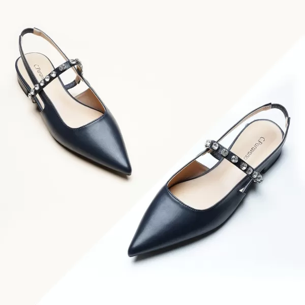 C.Paravano Slingback Flats for Women Pointed Toe Flats Sandal Women's Slingback Flats for Dressy Wedding Office Causal