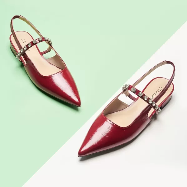 C.Paravano Slingback Flats for Women Pointed Toe Flats Sandal Women's Slingback Flats for Dressy Wedding Office Causal