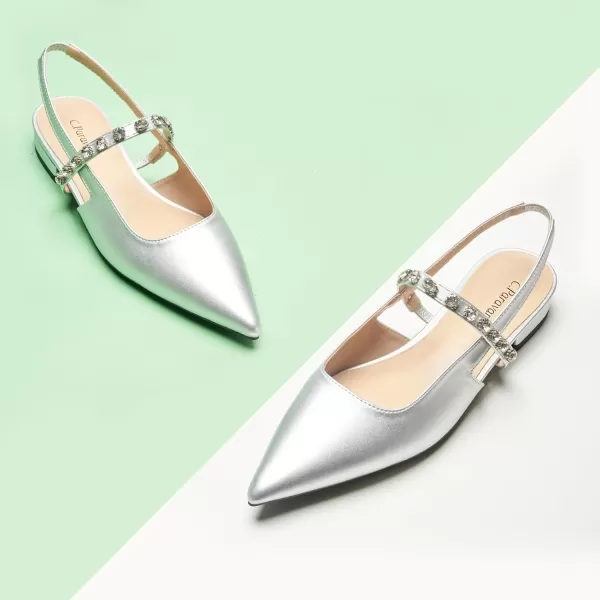 C.Paravano Slingback Flats for Women Pointed Toe Flats Sandal Women's Slingback Flats for Dressy Wedding Office Causal