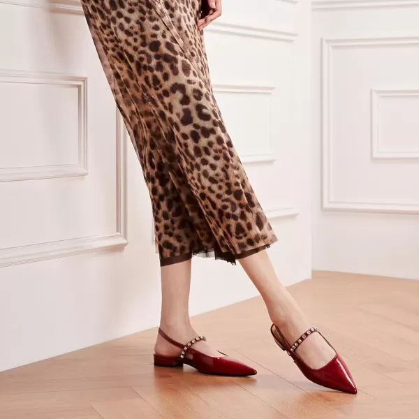C.Paravano Slingback Flats for Women Pointed Toe Flats Sandal Women's Slingback Flats for Dressy Wedding Office Causal
