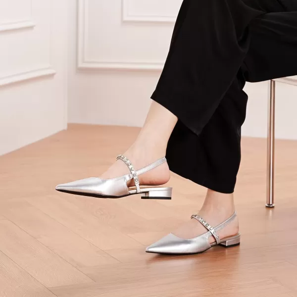 C.Paravano Slingback Flats for Women Pointed Toe Flats Sandal Women's Slingback Flats for Dressy Wedding Office Causal