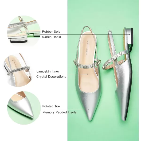 C.Paravano Slingback Flats for Women Pointed Toe Flats Sandal Women's Slingback Flats for Dressy Wedding Office Causal