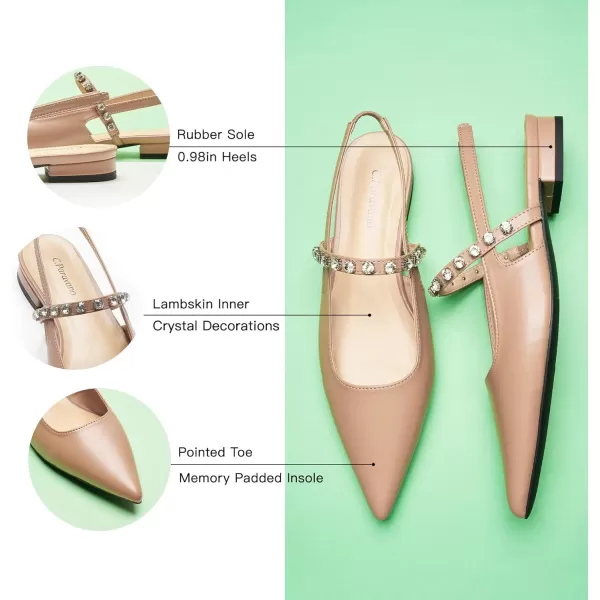 C.Paravano Slingback Flats for Women Pointed Toe Flats Sandal Women's Slingback Flats for Dressy Wedding Office Causal