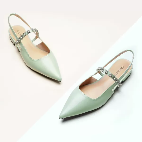 C.Paravano Slingback Flats for Women Pointed Toe Flats Sandal Women's Slingback Flats for Dressy Wedding Office Causal