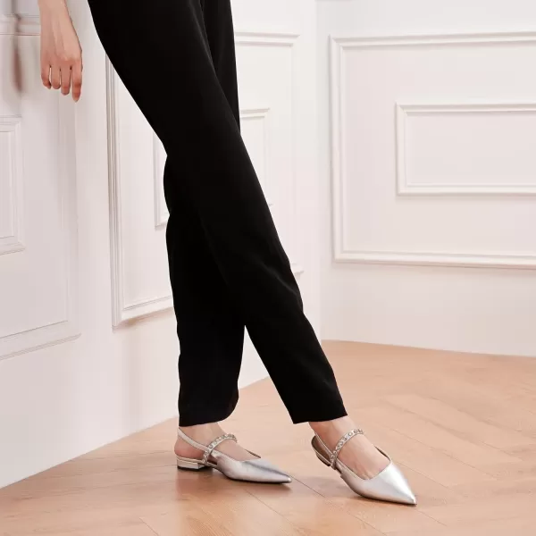 C.Paravano Slingback Flats for Women Pointed Toe Flats Sandal Women's Slingback Flats for Dressy Wedding Office Causal