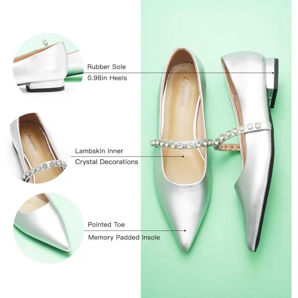 C.Paravano Slingback Flats for Women Pointed Toe Flats Sandal Women's Slingback Flats for Dressy Wedding Office Causal