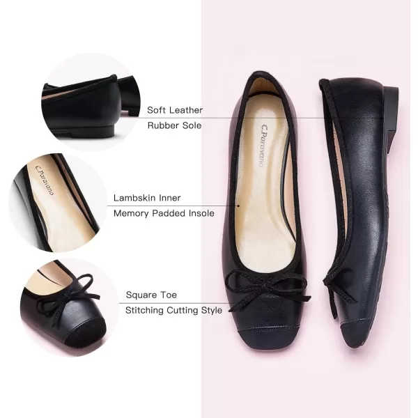 C.Paravano Women's Flats | Ballet Flats for Women | Flat Shoes | Dressy Shoes for Women | Round Toe Flats | Soft Leather Shoes Women