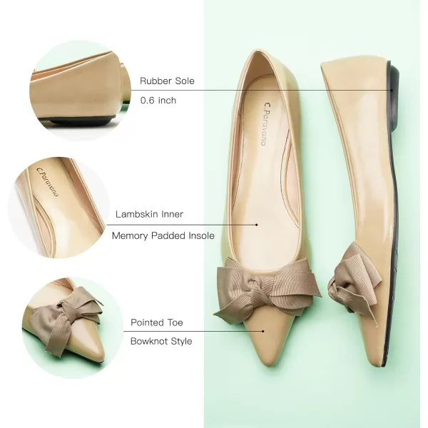 C.Paravano Women's Flats I Ballet Flats for Women I Pointed Toe Flats for Women I Bow Knot Flats Shoes Women I Slip on Flats
