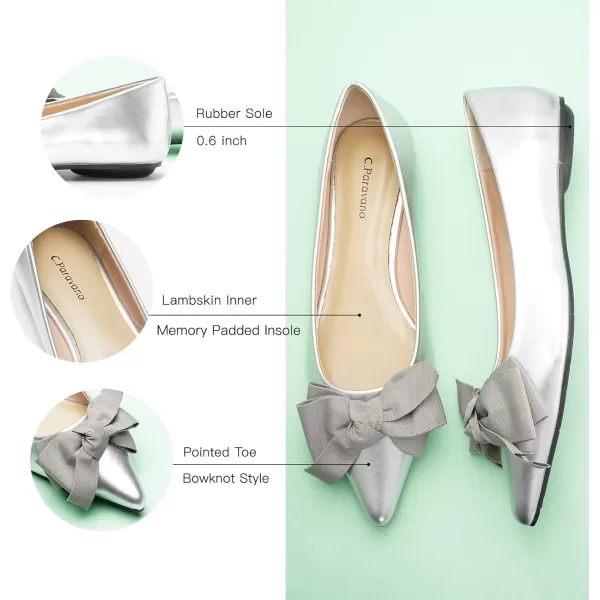 C.Paravano Women's Flats I Ballet Flats for Women I Pointed Toe Flats for Women I Bow Knot Flats Shoes Women I Slip on Flats