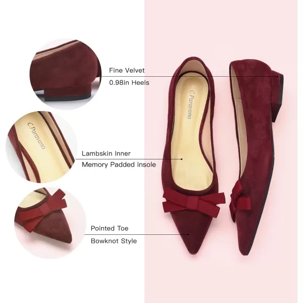 C.Paravano Women's Flats I Ballet Flats for Women I Pointed Toe Flats for Women I Bow Knot Flats Shoes Women I Slip on Flats