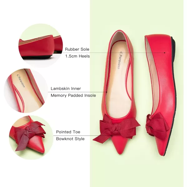 C.Paravano Women's Flats I Ballet Flats for Women I Pointed Toe Flats for Women I Bow Knot Flats Shoes Women I Slip on Flats