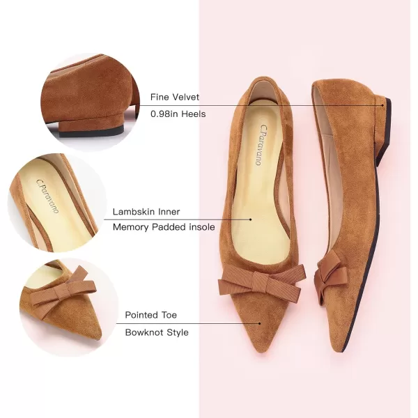 C.Paravano Women's Flats I Ballet Flats for Women I Pointed Toe Flats for Women I Bow Knot Flats Shoes Women I Slip on Flats