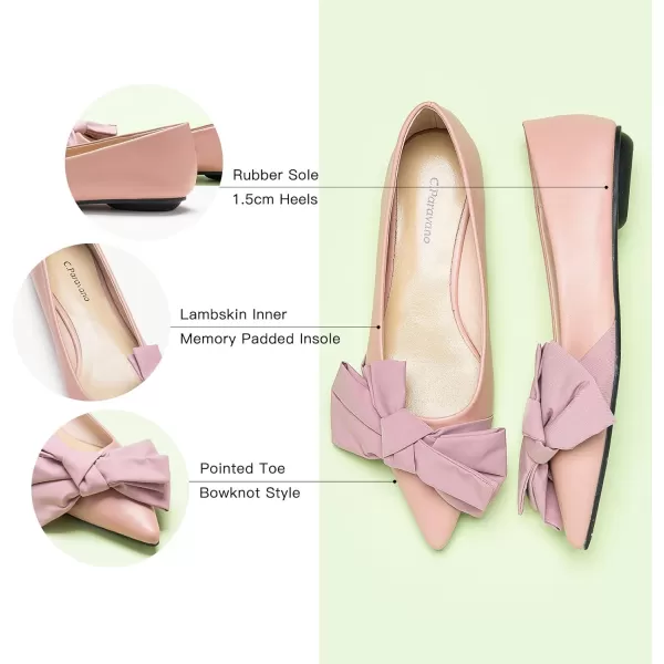 C.Paravano Women's Flats I Ballet Flats for Women I Pointed Toe Flats for Women I Bow Knot Flats Shoes Women I Slip on Flats